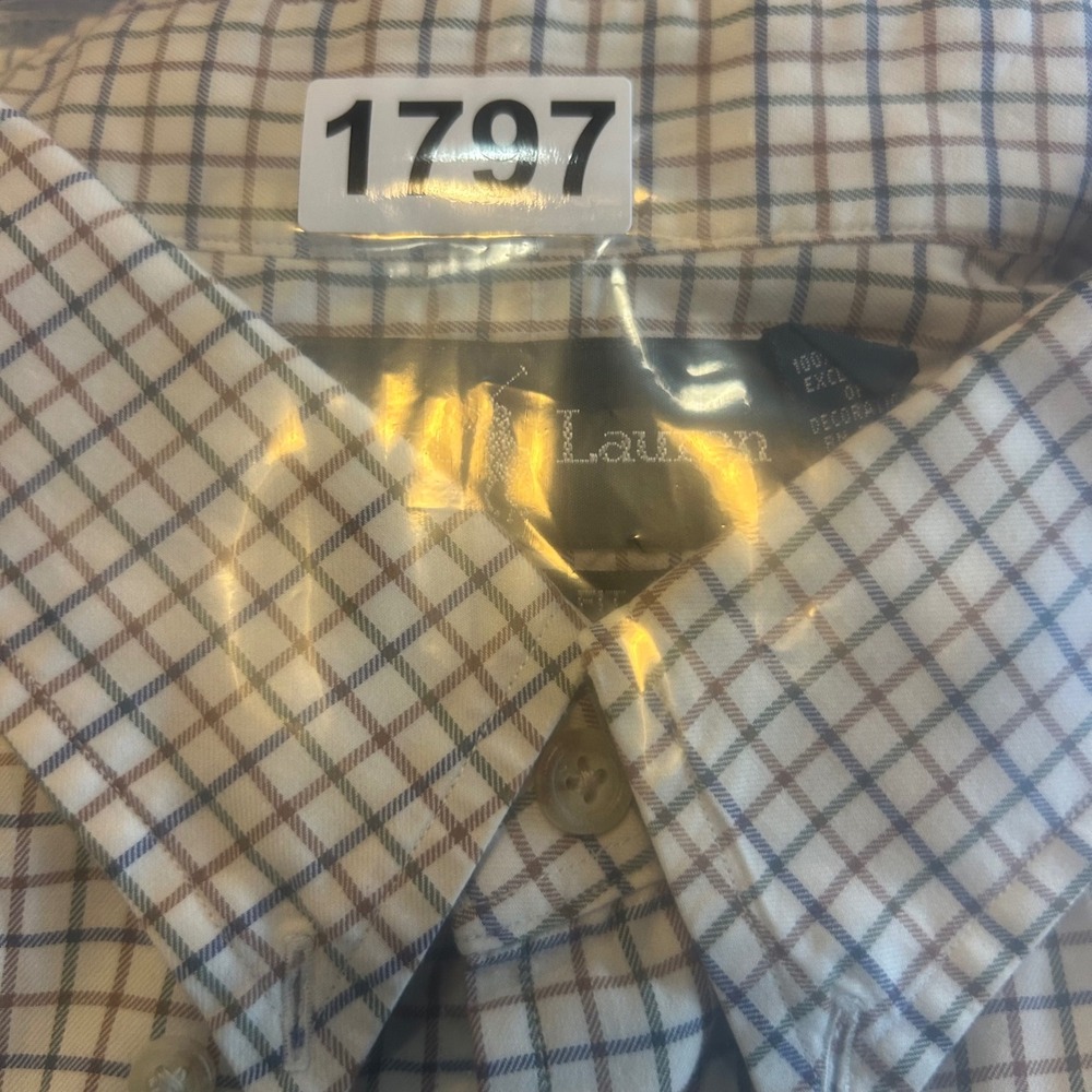 Ralph Lauren Classic Fit 3XLT Tall Button Down Shirt White Blue Brown Check 1797 - Picture 8 of 8